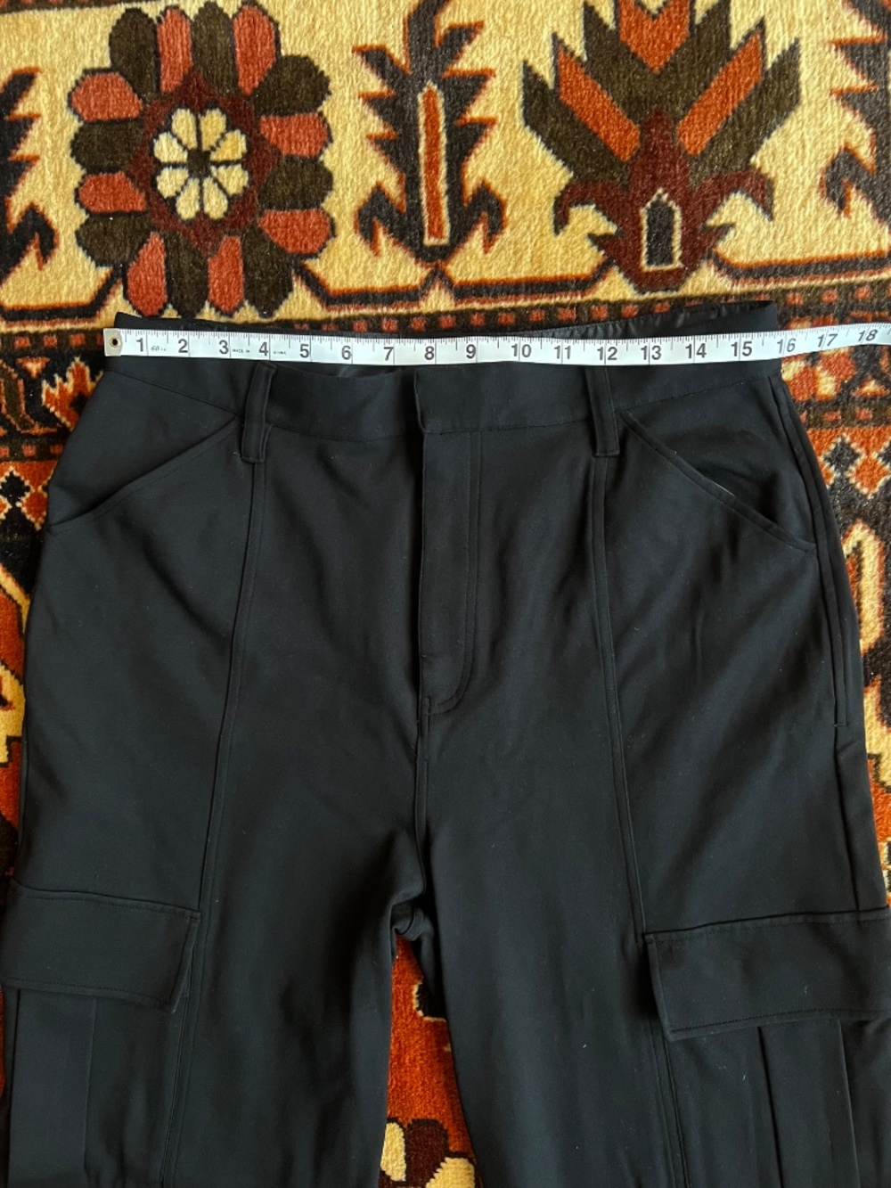 rag & bone Black Wide Leg Cargo Pants L High Rise Stretch Viscose Multi Pocket - Picture 6 of 9